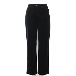 Eileen Fisher Sz S X 32 Black Velour Low Rise Pockets Cotton Tencel Pant