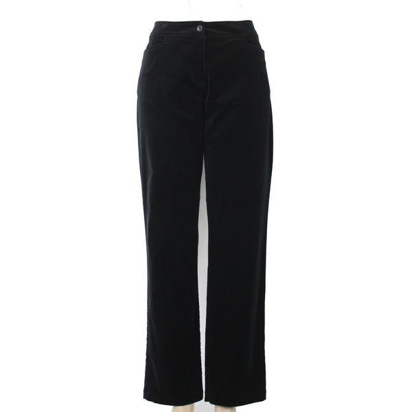 Eileen Fisher Sz S X 32 Black Velour Low Rise Pockets Cotton Tencel Pant