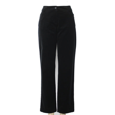 Eileen Fisher Sz S X 32 Black Velour Low Rise Pockets Cotton Tencel Pant
