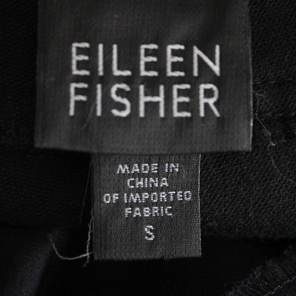 Eileen Fisher Sz S X 32 Black Velour Low Rise Pockets Cotton Tencel Pant