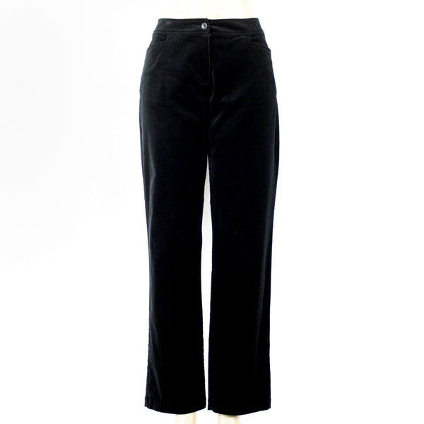 Eileen Fisher Sz S X 32 Black Velour Low Rise Pockets Cotton Tencel Pant