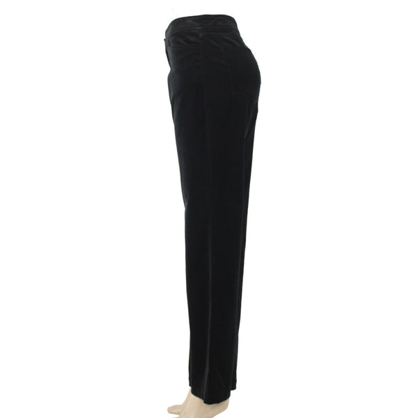 Eileen Fisher Sz S X 32 Black Velour Low Rise Pockets Cotton Tencel Pant