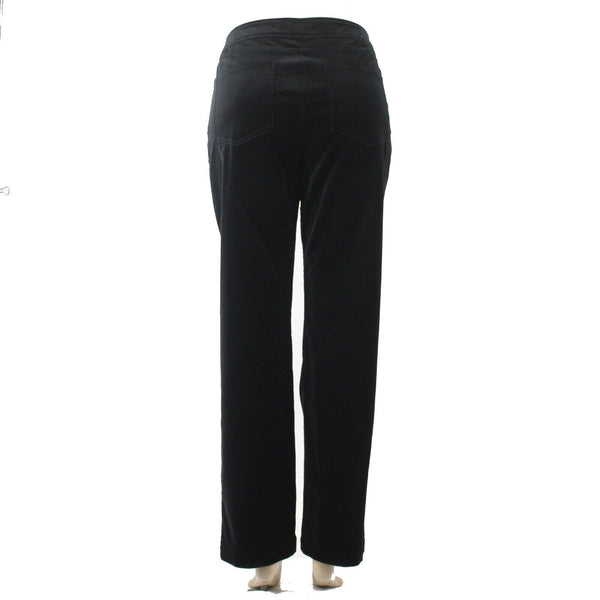 Eileen Fisher Sz S X 32 Black Velour Low Rise Pockets Cotton Tencel Pant