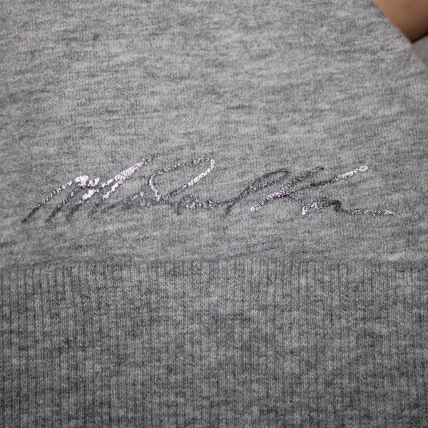 Michael Kors Sz L Gray V Neck Pocket Short Sleeve Hooded Cotton Spandex Sweater