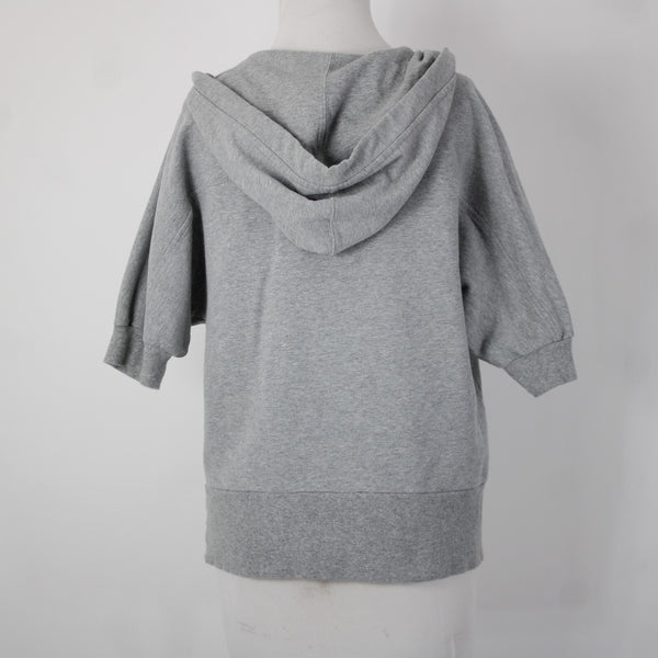 Michael Kors Sz L Gray V Neck Pocket Short Sleeve Hooded Cotton Spandex Sweater
