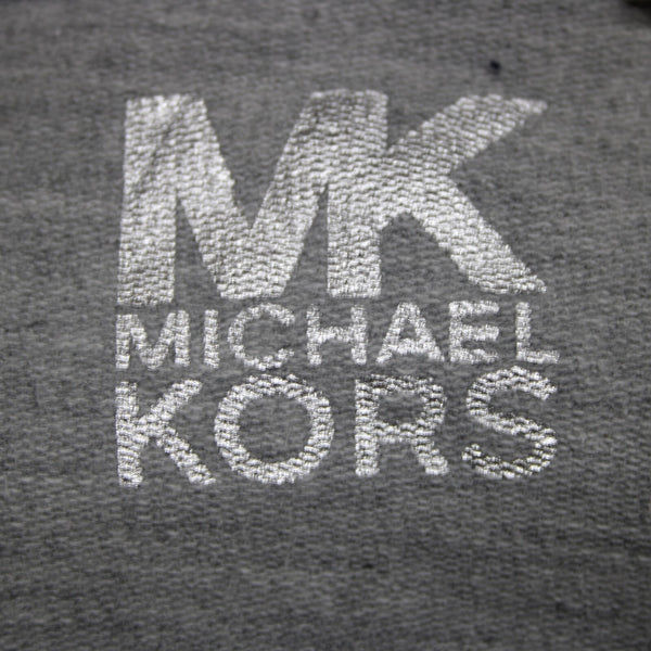 Michael Kors Sz L Gray V Neck Pocket Short Sleeve Hooded Cotton Spandex Sweater