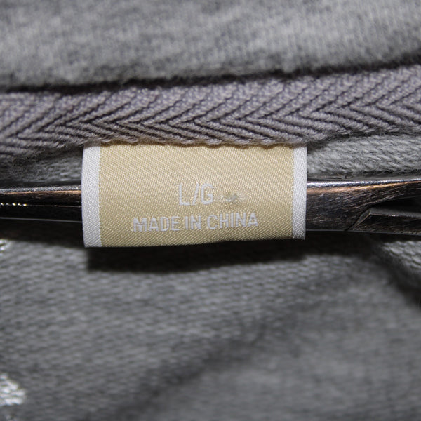 Michael Kors Sz L Gray V Neck Pocket Short Sleeve Hooded Cotton Spandex Sweater