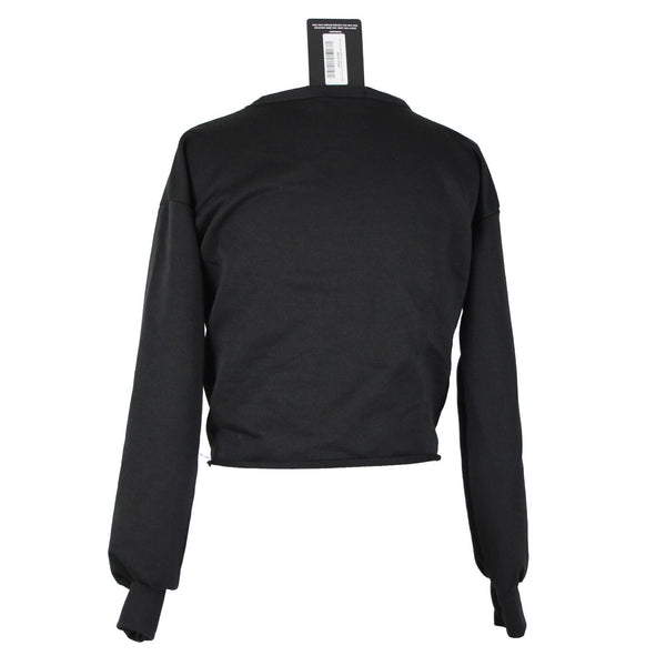 Pretty Little Thing NEW Sz 2 Black Tie Front Crop Polyester Elastane Sweater