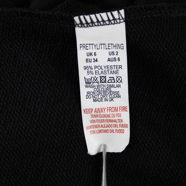 Pretty Little Thing NEW Sz 2 Black Tie Front Crop Polyester Elastane Sweater