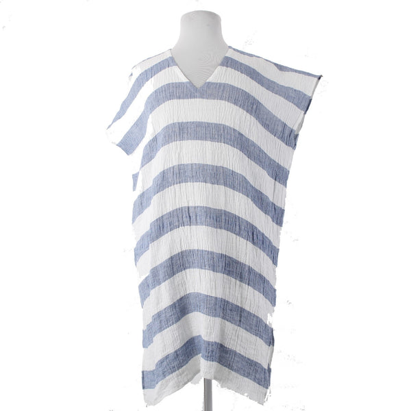 Eileen Fisher Dress NEW $248 Sz L/XL Blue White Tunic 100% Organic Linen Dress