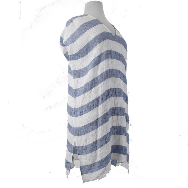 Eileen Fisher Dress NEW $248 Sz L/XL Blue White Tunic 100% Organic Linen Dress