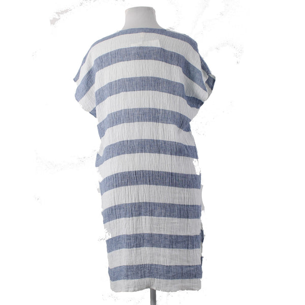 Eileen Fisher Dress NEW $248 Sz L/XL Blue White Tunic 100% Organic Linen Dress
