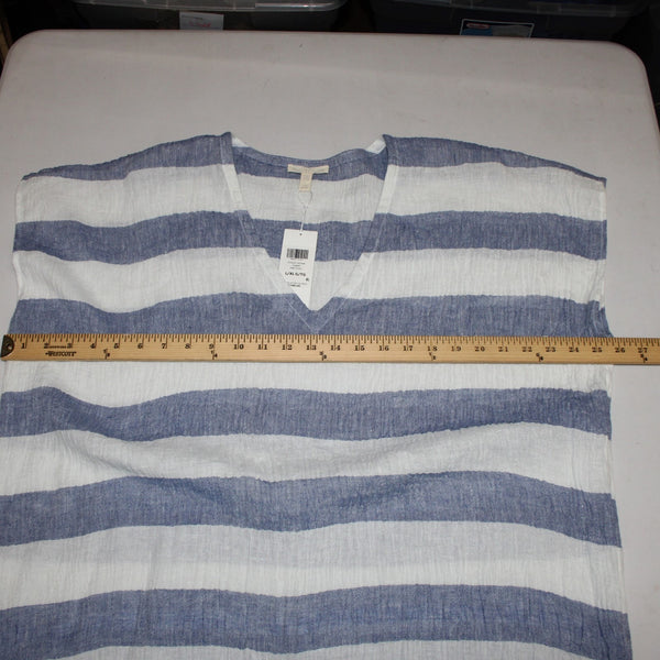 Eileen Fisher Dress NEW $248 Sz L/XL Blue White Tunic 100% Organic Linen Dress
