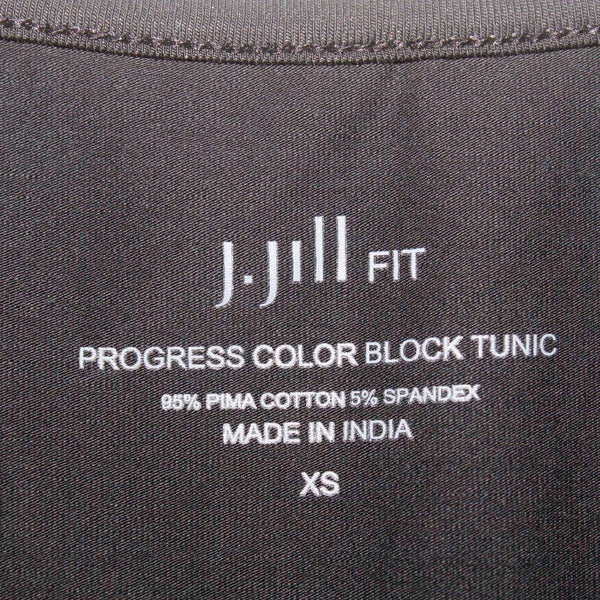 J Jill NEW $59 Sz XS Black White V Neck Split Round Sides Cotton Blend Knit Top