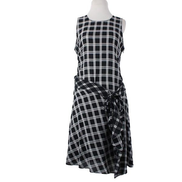 Rag Bone Dress Sz M Black White Sheer Check Sleeveless 100% Cotton Dress
