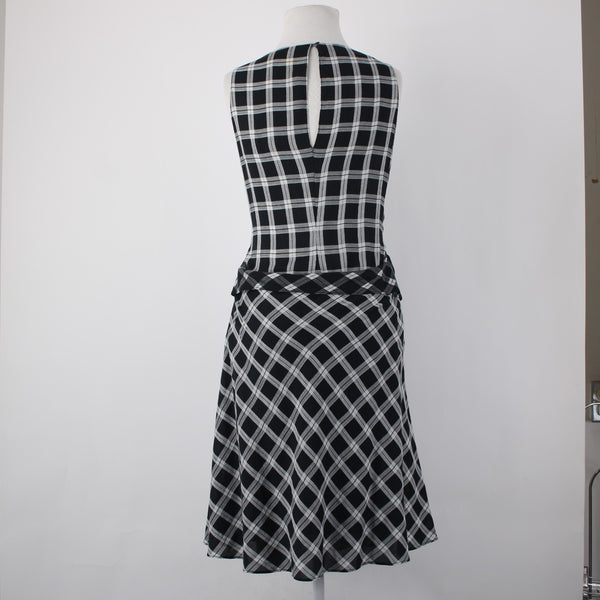 Rag Bone Dress Sz M Black White Sheer Check Sleeveless 100% Cotton Dress
