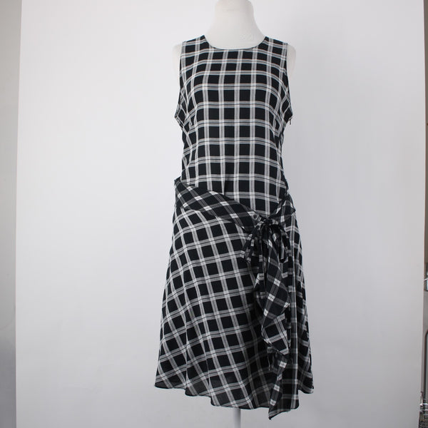 Rag Bone Dress Sz M Black White Sheer Check Sleeveless 100% Cotton Dress