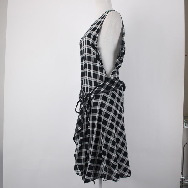 Rag Bone Dress Sz M Black White Sheer Check Sleeveless 100% Cotton Dress