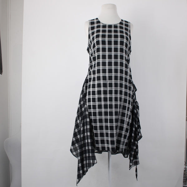 Rag Bone Dress Sz M Black White Sheer Check Sleeveless 100% Cotton Dress
