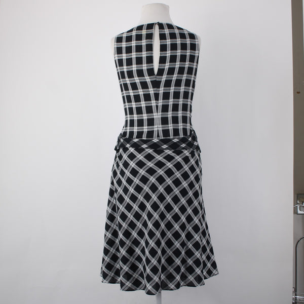 Rag Bone Dress Sz M Black White Sheer Check Sleeveless 100% Cotton Dress