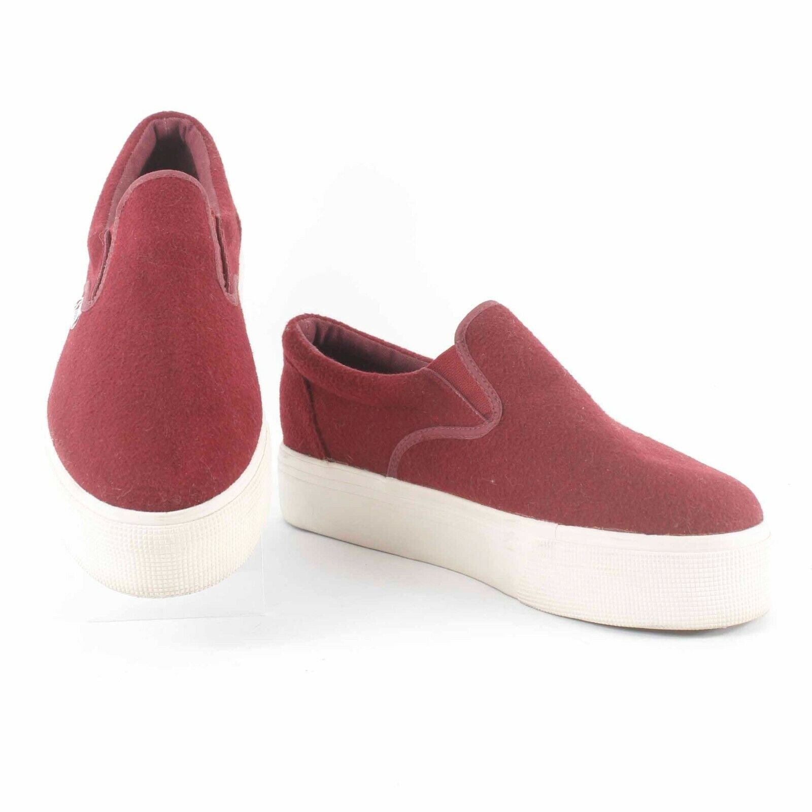 Superga Sz 10 Burgundy 1.5in Platform Slip On Wool Blend Casual Shoes