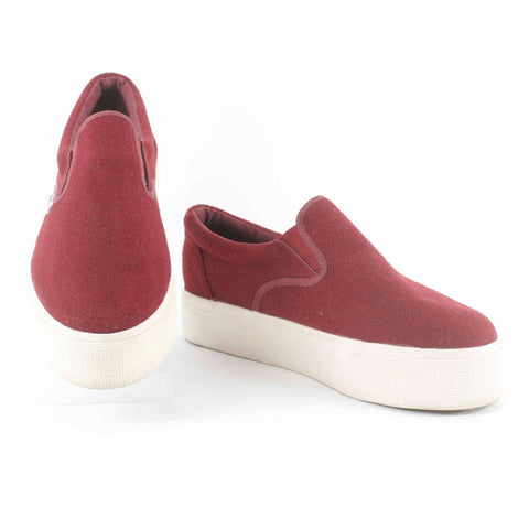 Superga Sz 10 Burgundy 1.5in Platform Slip On Wool Blend Casual Shoes