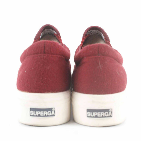 Superga Sz 10 Burgundy 1.5in Platform Slip On Wool Blend Casual Shoes