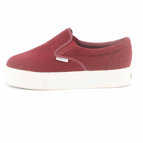 Superga Sz 10 Burgundy 1.5in Platform Slip On Wool Blend Casual Shoes