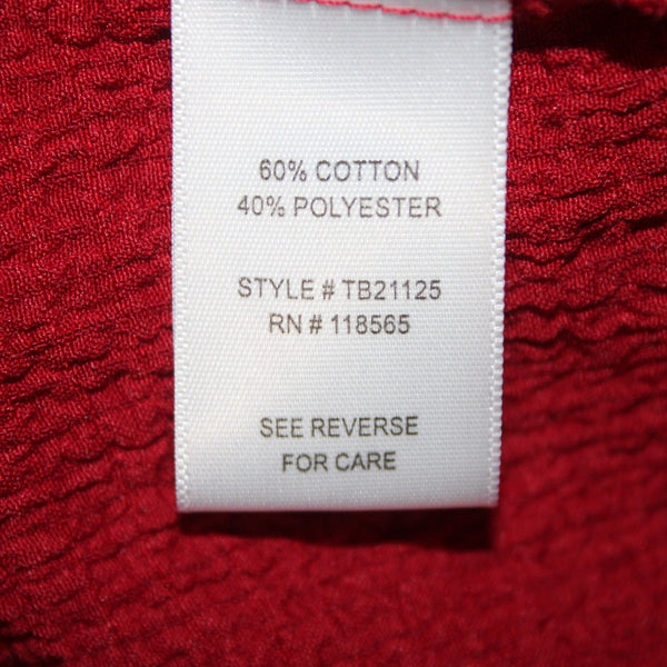 Indigo Moon Top NWOT Sz M Red Collared Asymmetrical Cotton Poly Top