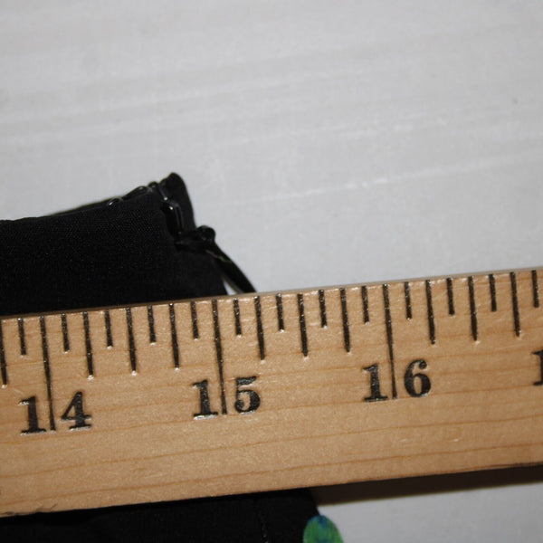 Ann Taylor Sz 4 Black Blue Green Applique Lined Polyester Spandex Pencil Skirt