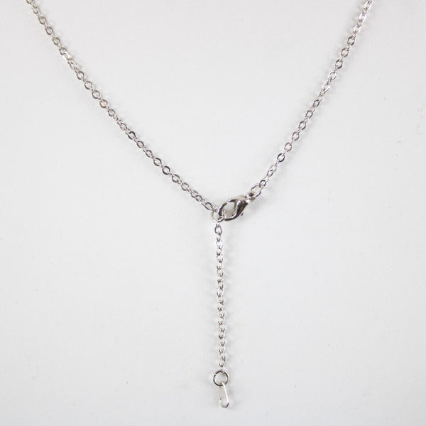 JULIA Name Silvertone Rhinestone 14.5" w 4.5" Multi Ring Ext Necklace