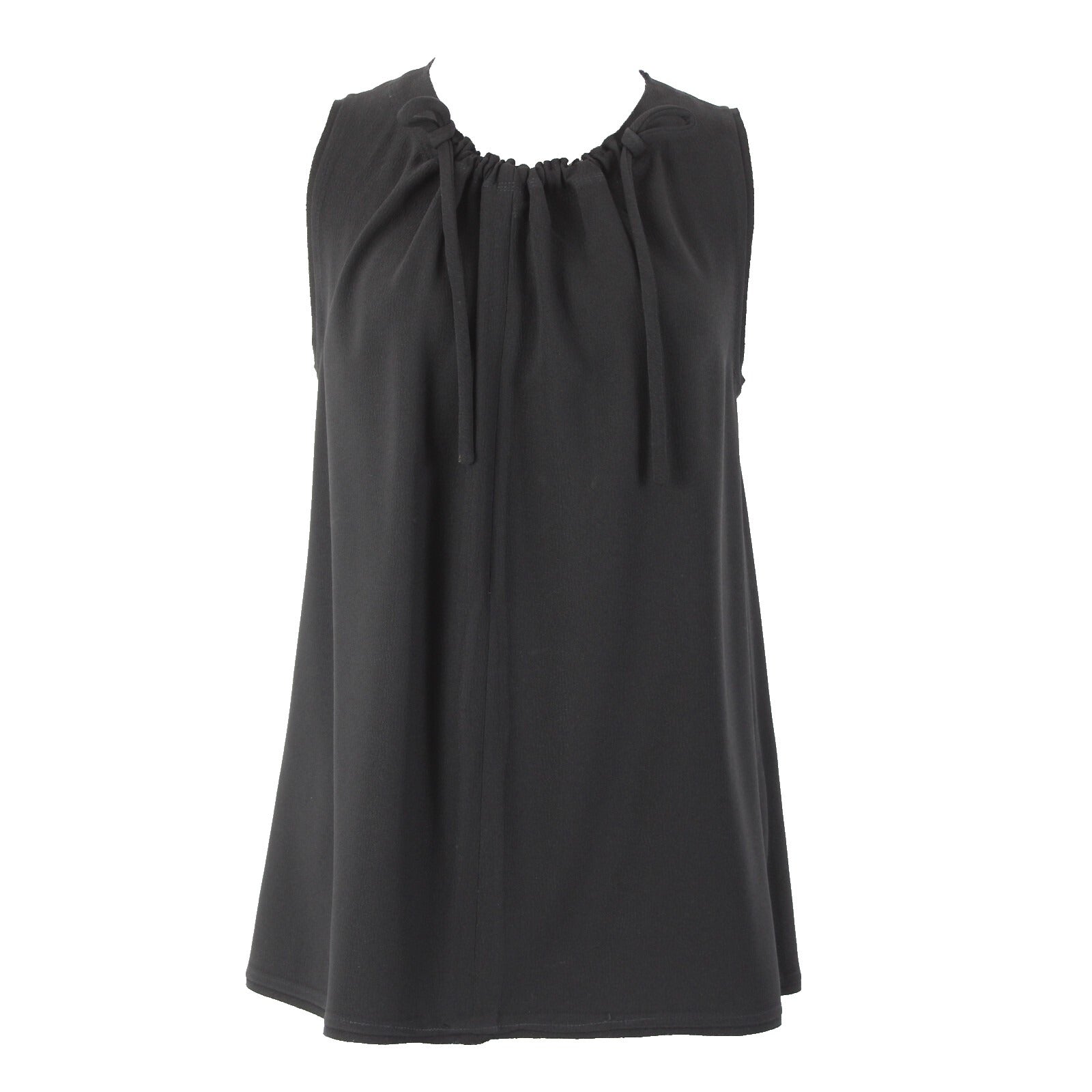 Proenza Schouler Sz 4 Black Ruffle Tie Sleeveless Acetate Polyester Top