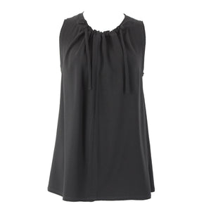 Proenza Schouler Sz 4 Black Ruffle Tie Sleeveless Acetate Polyester Top