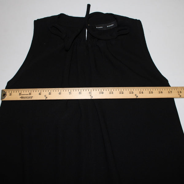 Proenza Schouler Sz 4 Black Ruffle Tie Sleeveless Acetate Polyester Top