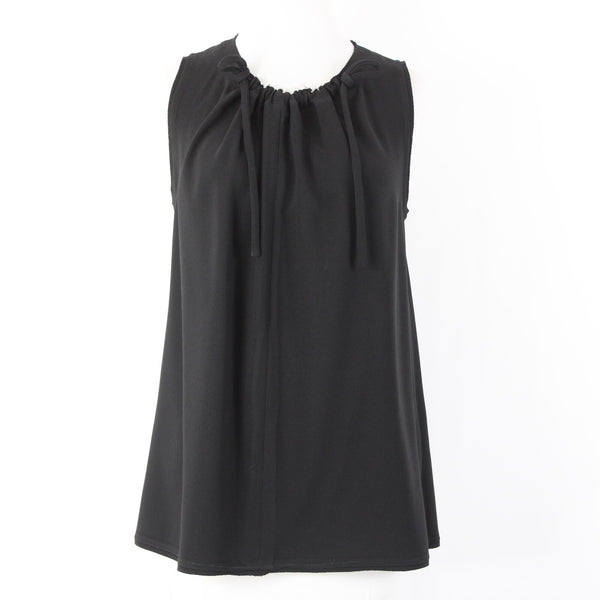 Proenza Schouler Sz 4 Black Ruffle Tie Sleeveless Acetate Polyester Top