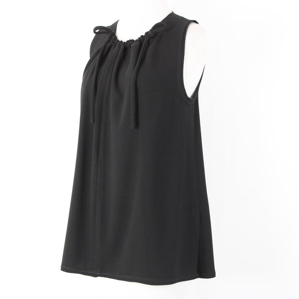 Proenza Schouler Sz 4 Black Ruffle Tie Sleeveless Acetate Polyester Top