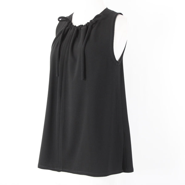 Proenza Schouler Sz 4 Black Ruffle Tie Sleeveless Acetate Polyester Top