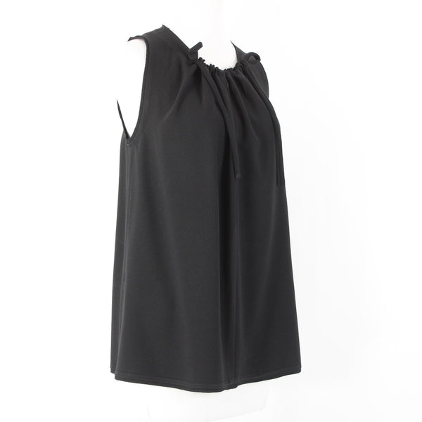 Proenza Schouler Sz 4 Black Ruffle Tie Sleeveless Acetate Polyester Top