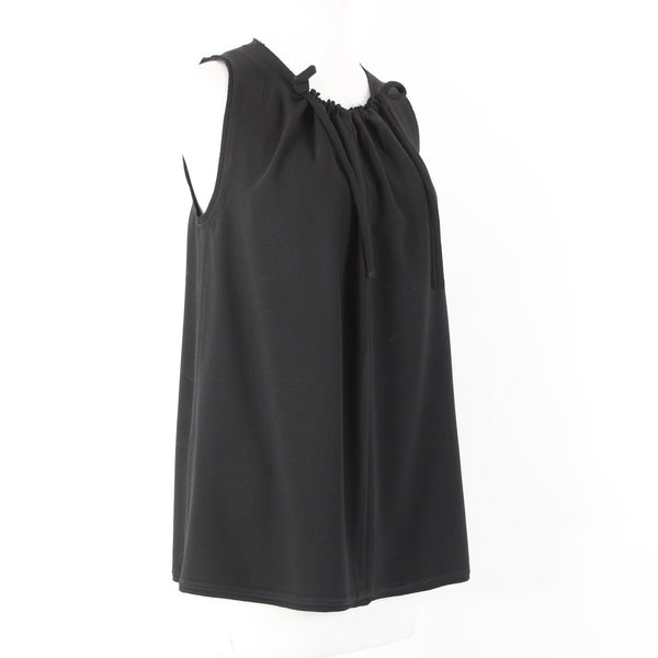 Proenza Schouler Sz 4 Black Ruffle Tie Sleeveless Acetate Polyester Top