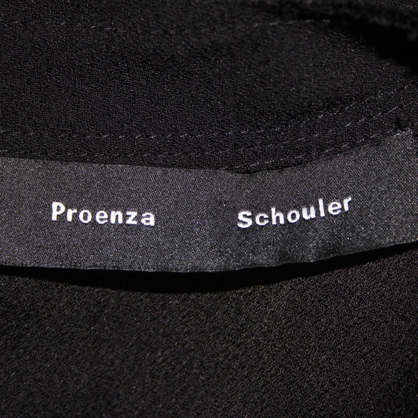 Proenza Schouler Sz 4 Black Ruffle Tie Sleeveless Acetate Polyester Top