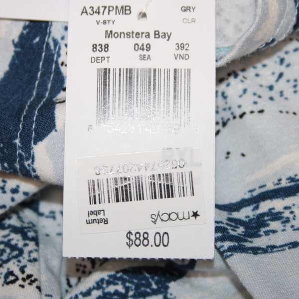 Aline Dress NEW $88 Monstera Bay Sz XLP Blue White Hawaii Made Rayon Spandex