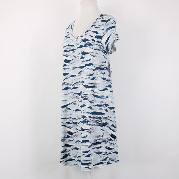 Aline Dress NEW $88 Monstera Bay Sz XLP Blue White Hawaii Made Rayon Spandex