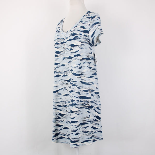 Aline Dress NEW $88 Monstera Bay Sz XLP Blue White Hawaii Made Rayon Spandex
