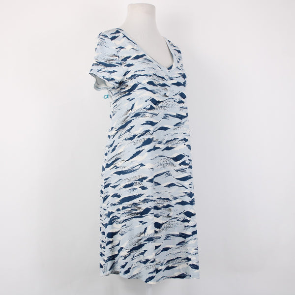 Aline Dress NEW $88 Monstera Bay Sz XLP Blue White Hawaii Made Rayon Spandex