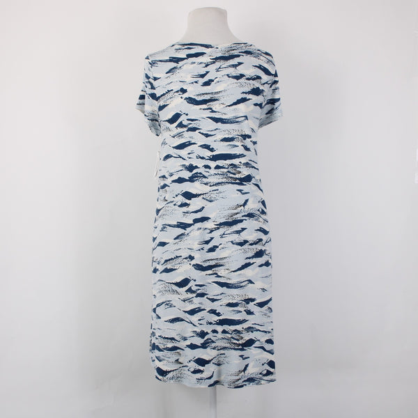 Aline Dress NEW $88 Monstera Bay Sz XLP Blue White Hawaii Made Rayon Spandex