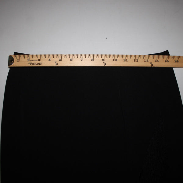 Calvin Klein Sz 4 Black Waterfall Fringe Asymm Polyester Spandex Pencil Skirt