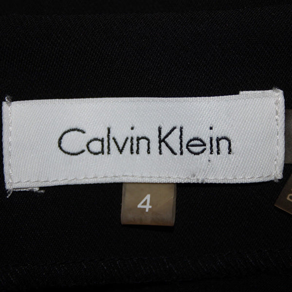 Calvin Klein Sz 4 Black Waterfall Fringe Asymm Polyester Spandex Pencil Skirt