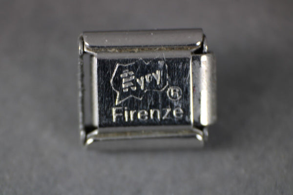 Ryry Firenze CZ Aqua Stainless Gold Elastic Stretch Link Italian Charm
