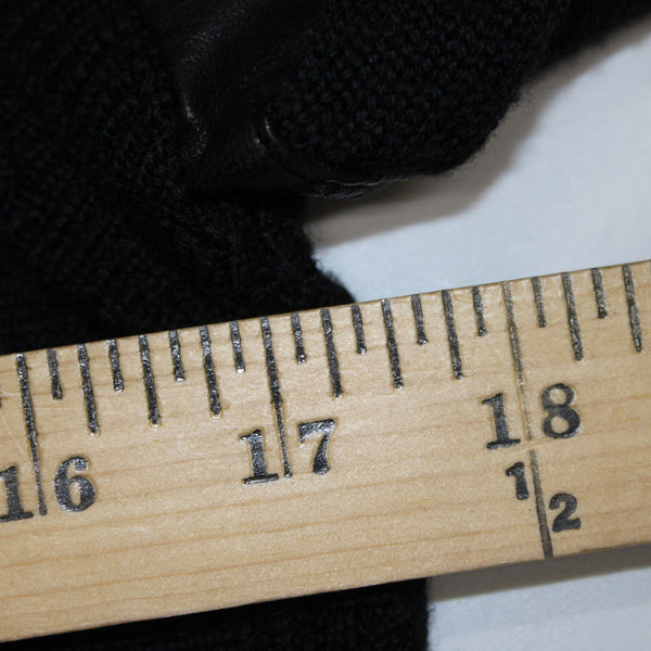 Skaist Taylor Sz S Black Leather Shoulder Knit Round Neck 100% Wool Lamb Sweater