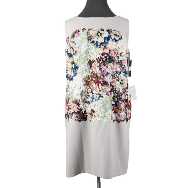 Tahari NEW $158 Rena Sz 20W Tan Multi Color Embroidered Lace Poly Rayon Dress